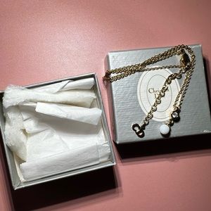 Christian Dior Rhinestone Gold Tone Pendant Necklace